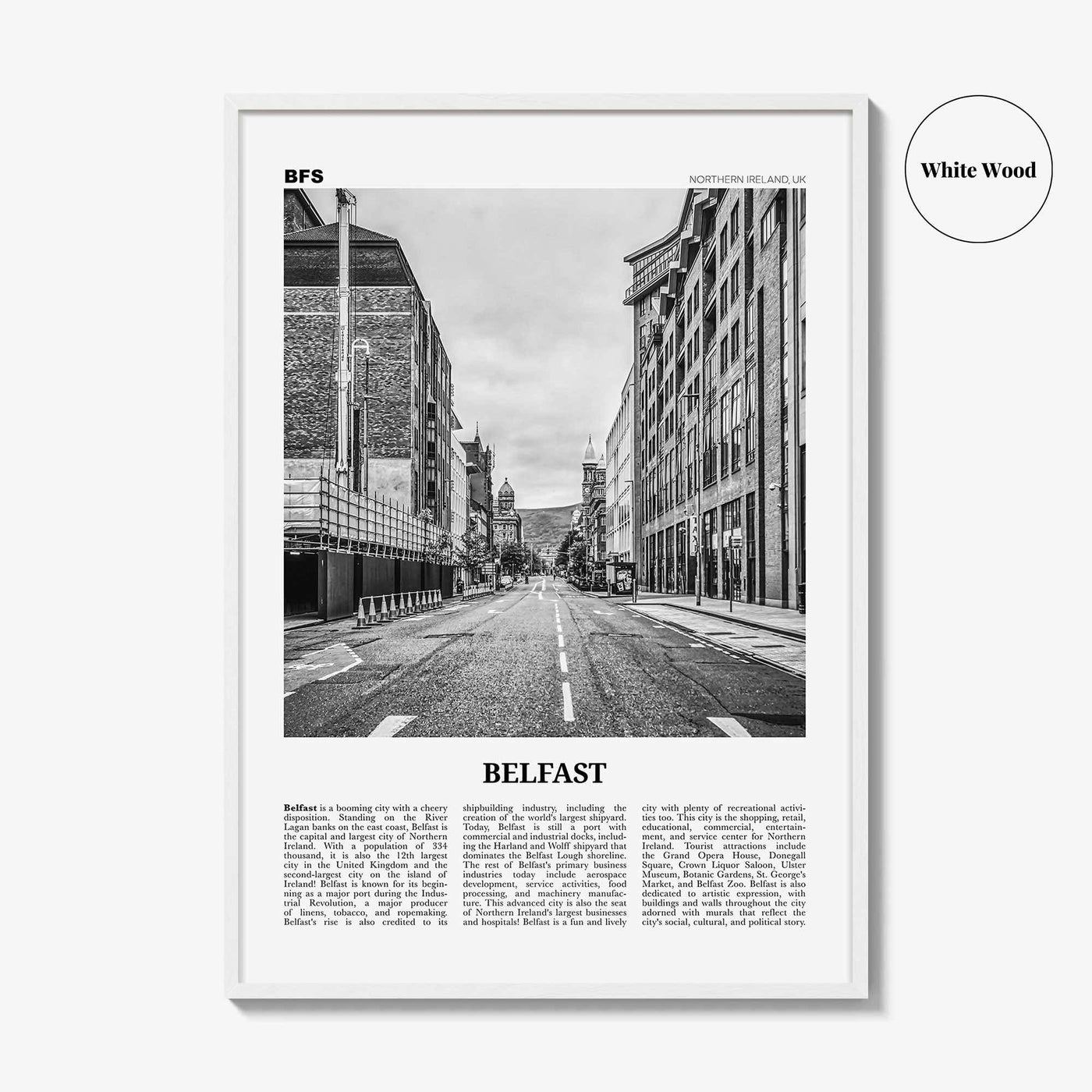 Belfast Print Black and White, Belfast Wall Art, Belfast Poster, Belfast Photo, Northern Ireland, UK, United Kingdom, Béal Feirste, Europe