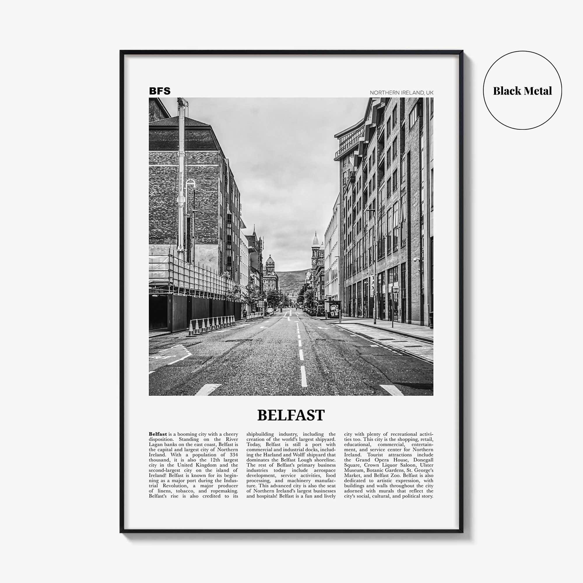 Belfast Print Black and White, Belfast Wall Art, Belfast Poster, Belfast Photo, Northern Ireland, UK, United Kingdom, Béal Feirste, Europe