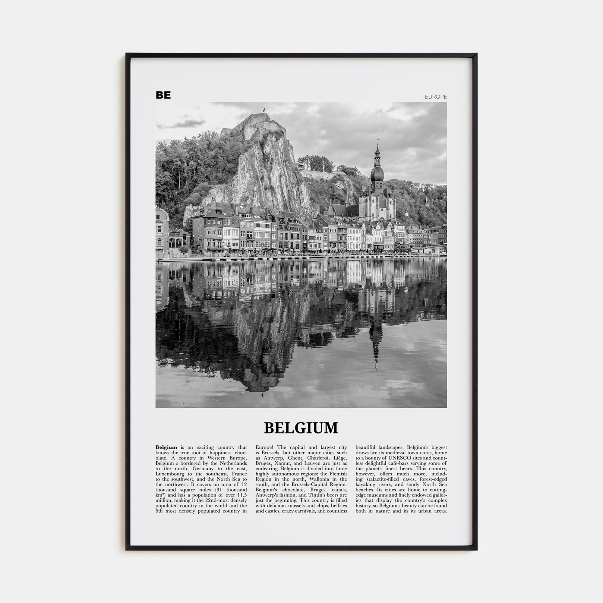 Belgium Travel B&W No 1 Poster