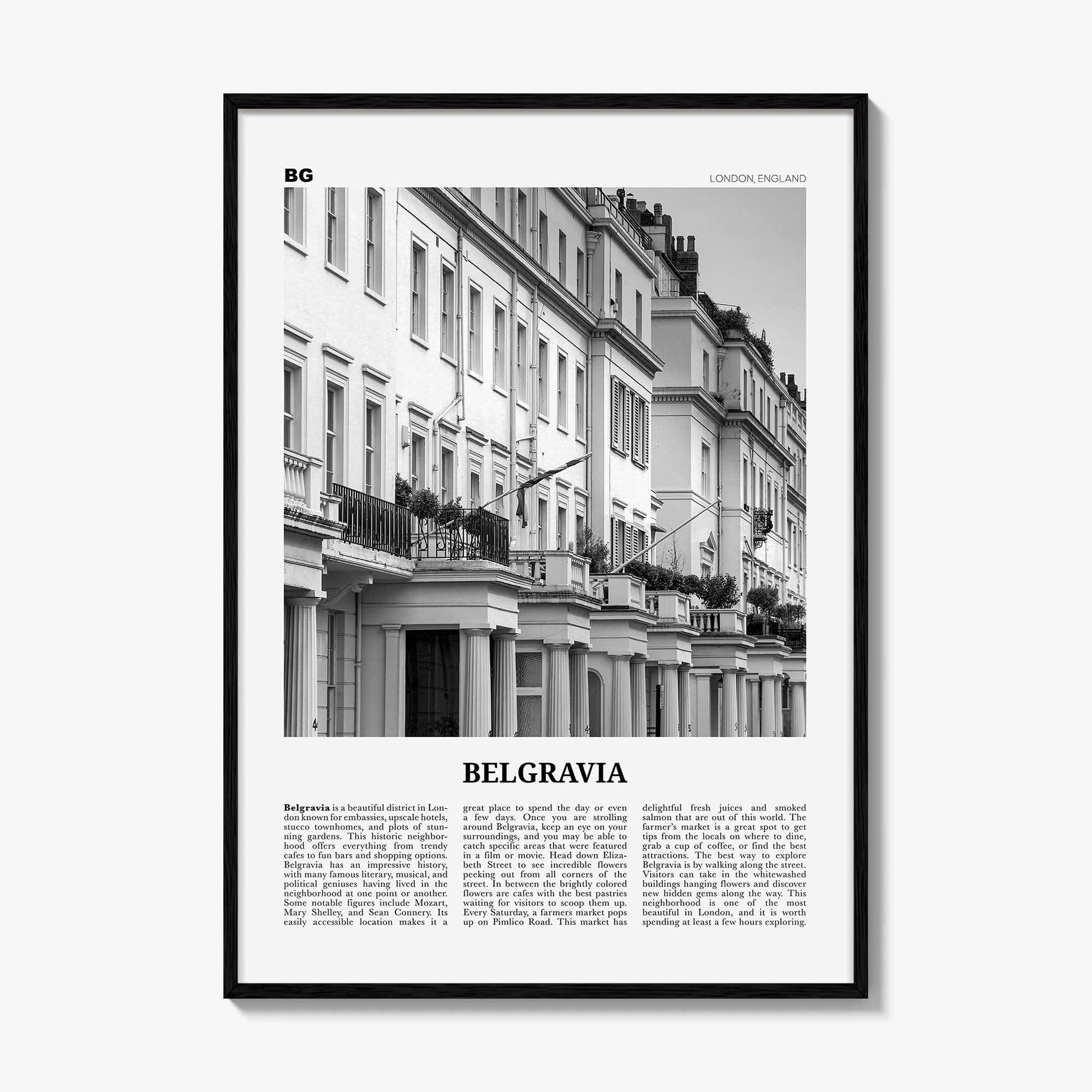 Belgravia Print Black and White, Belgravia Wall Art, Belgravia Poster, Belgravia Photo, Belgravia Wall Décor, Belgravia Map, London, England