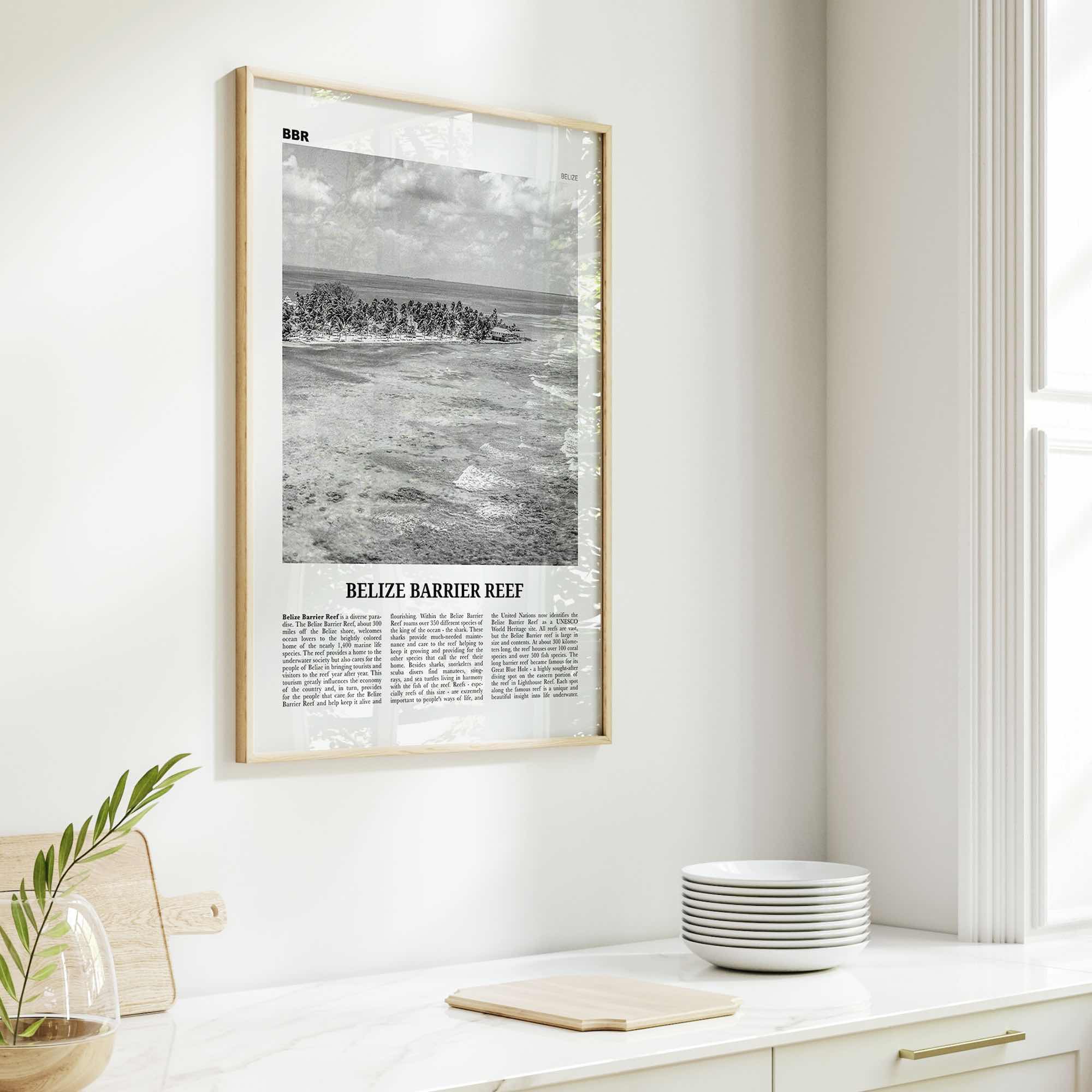 Belize Barrier Reef Print Black and White, Belize Barrier Reef Wall Art, Belize Barrier Reef Poster, Belize Barrier Reef Photo