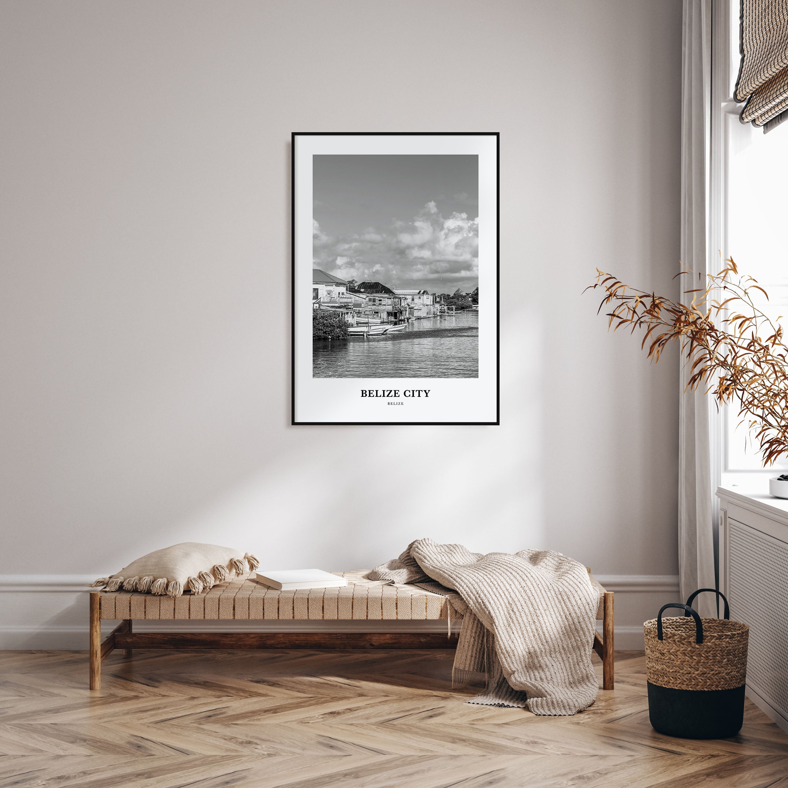 Belize City Portrait B&W Poster