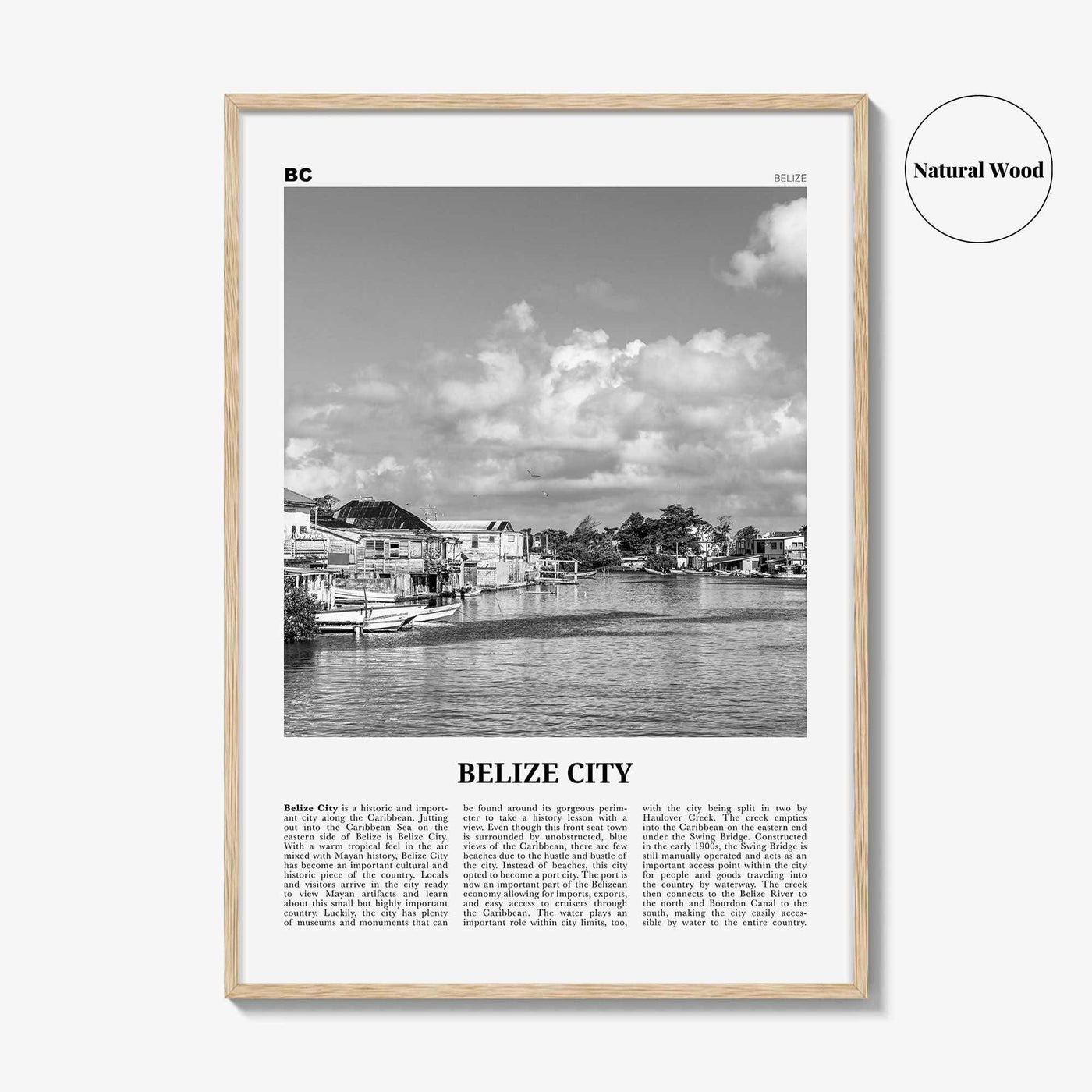 Belize City Print Black and White, Belize City Wall Art, Belize City Poster, Belize City Photo, Belize City Wall Décor, Belize City Map