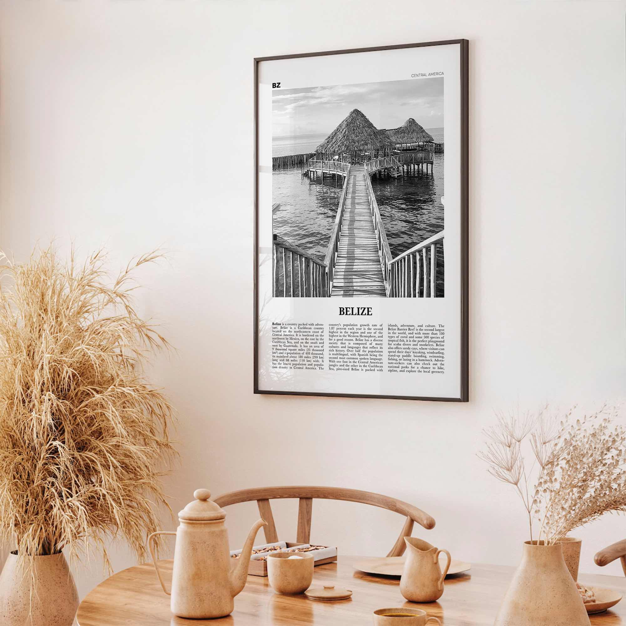 Belize Print Black and White, Belize Wall Art, Belize Poster, Belize Photo, Belice, Belmopan, British Honduras, Central America