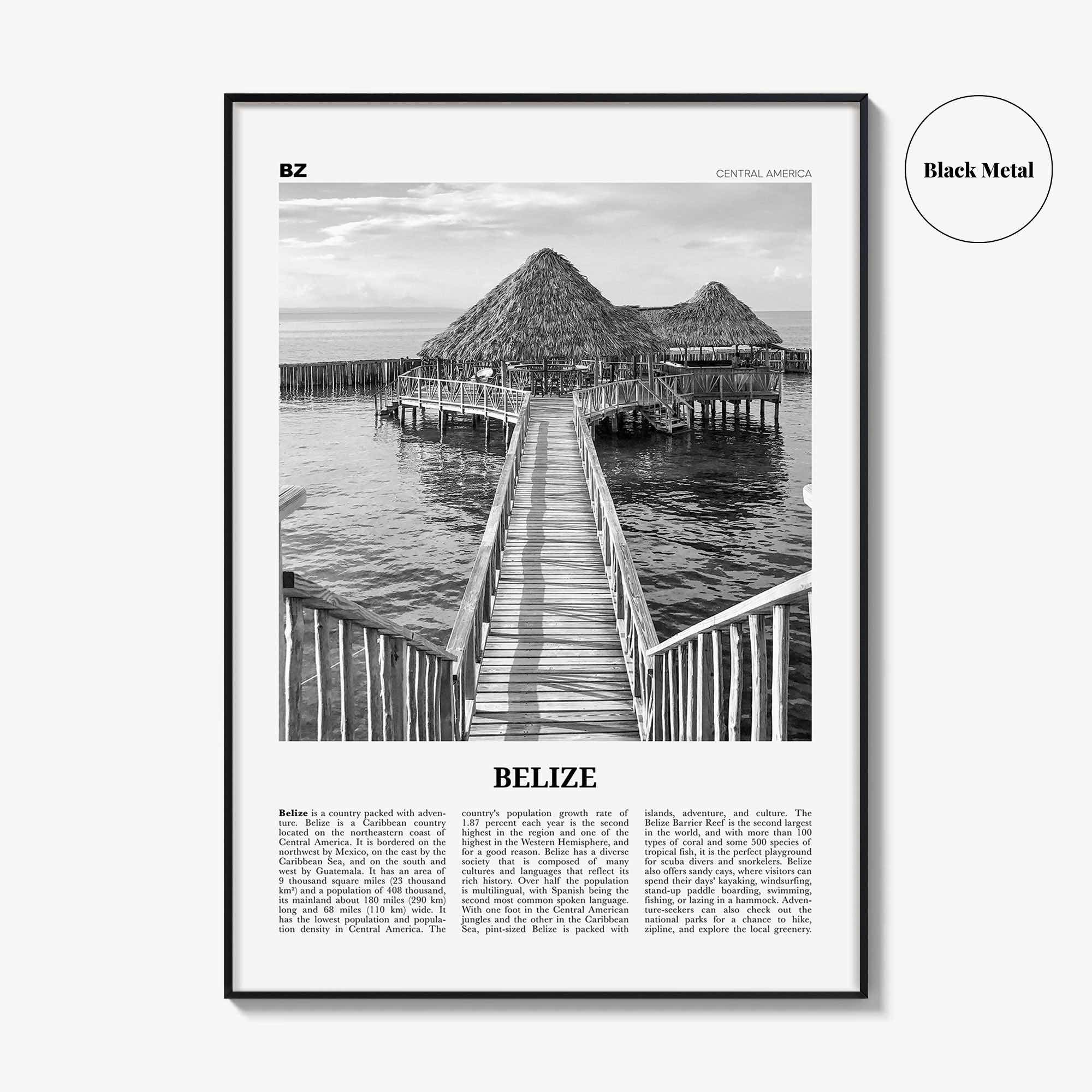 Belize Print Black and White, Belize Wall Art, Belize Poster, Belize Photo, Belice, Belmopan, British Honduras, Central America