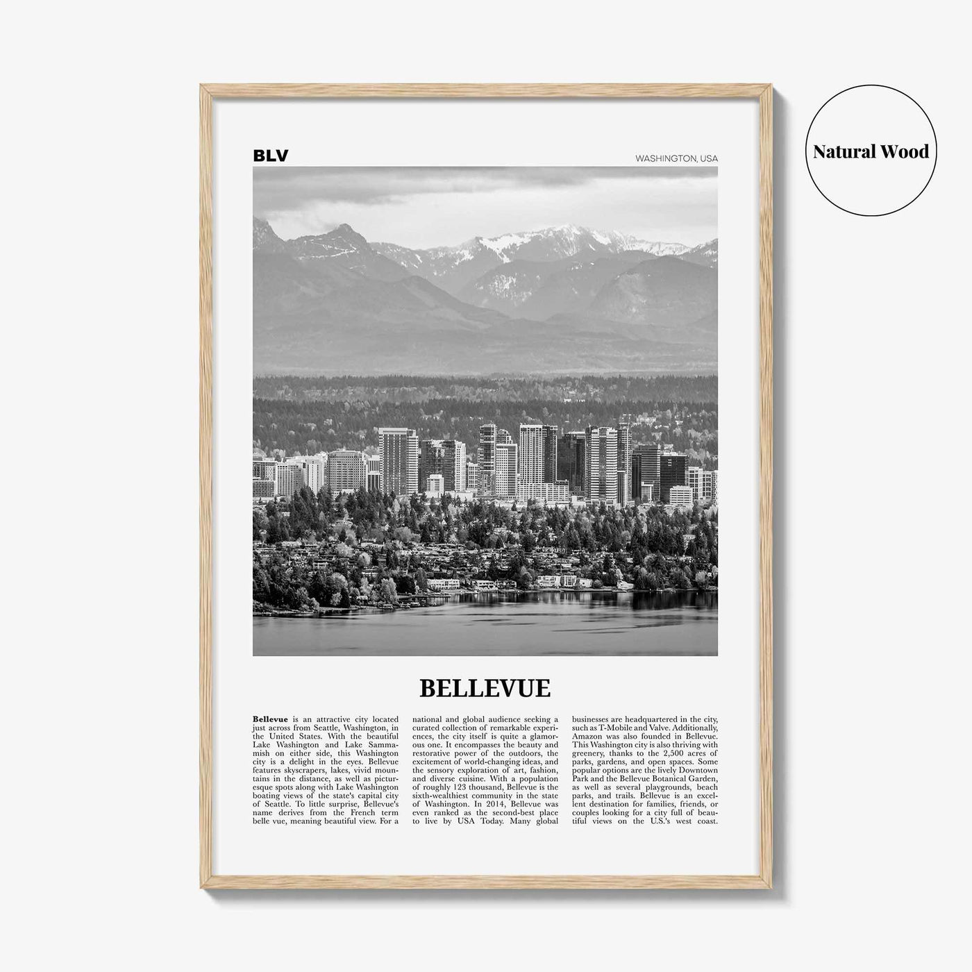 Bellevue Print Black and White No 1, Bellevue Wall Art, Bellevue Poster, Bellevue Photo, Bellevue Wall Décor, Washington, USA