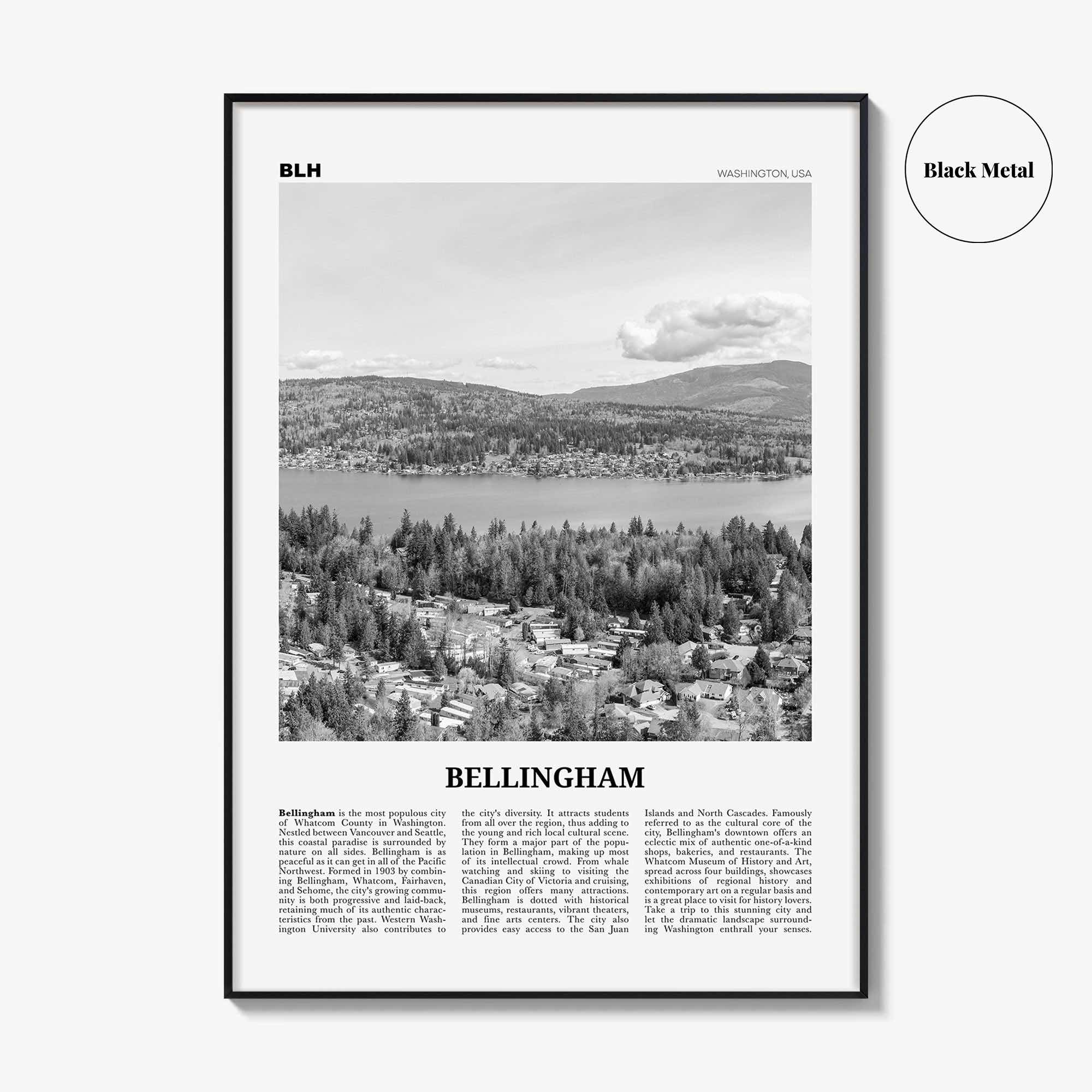 Bellingham Print Black and White, Bellingham Wall Art, Bellingham Poster, Bellingham Photo, Bellingham Wall Décor, Washington, USA