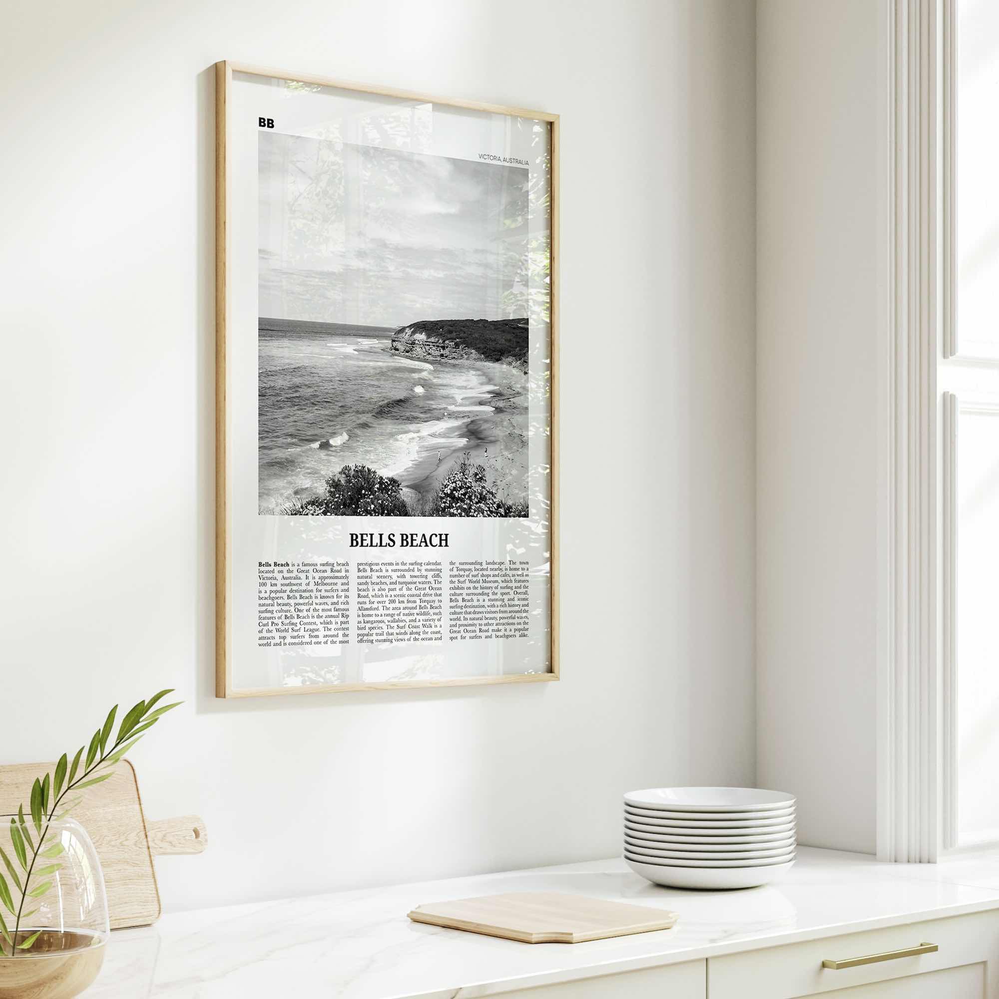 Bells Beach Print Black and White, Bells Beach Wall Art, Bells Beach Poster, Bells Beach Photo, Bells Beach Wall Décor, Bells Beach Map