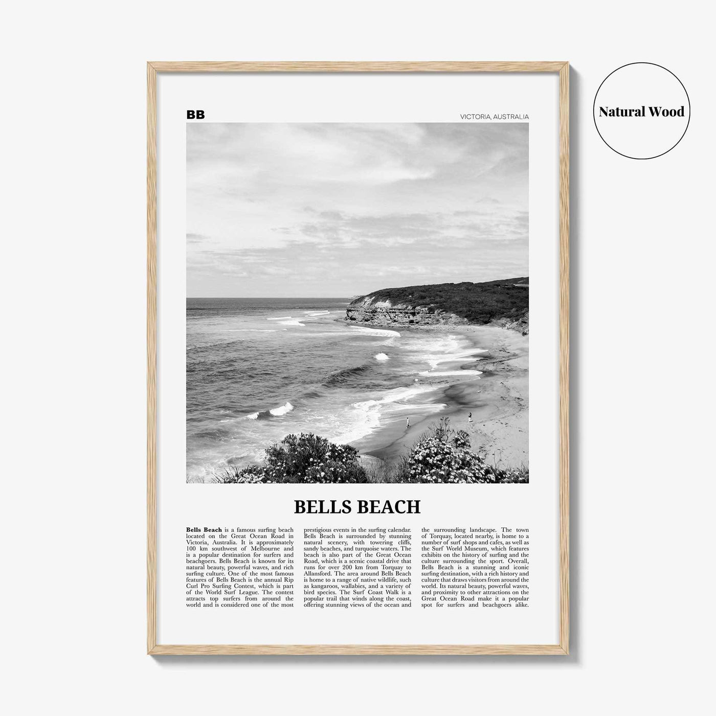 Bells Beach Print Black and White, Bells Beach Wall Art, Bells Beach Poster, Bells Beach Photo, Bells Beach Wall Décor, Bells Beach Map