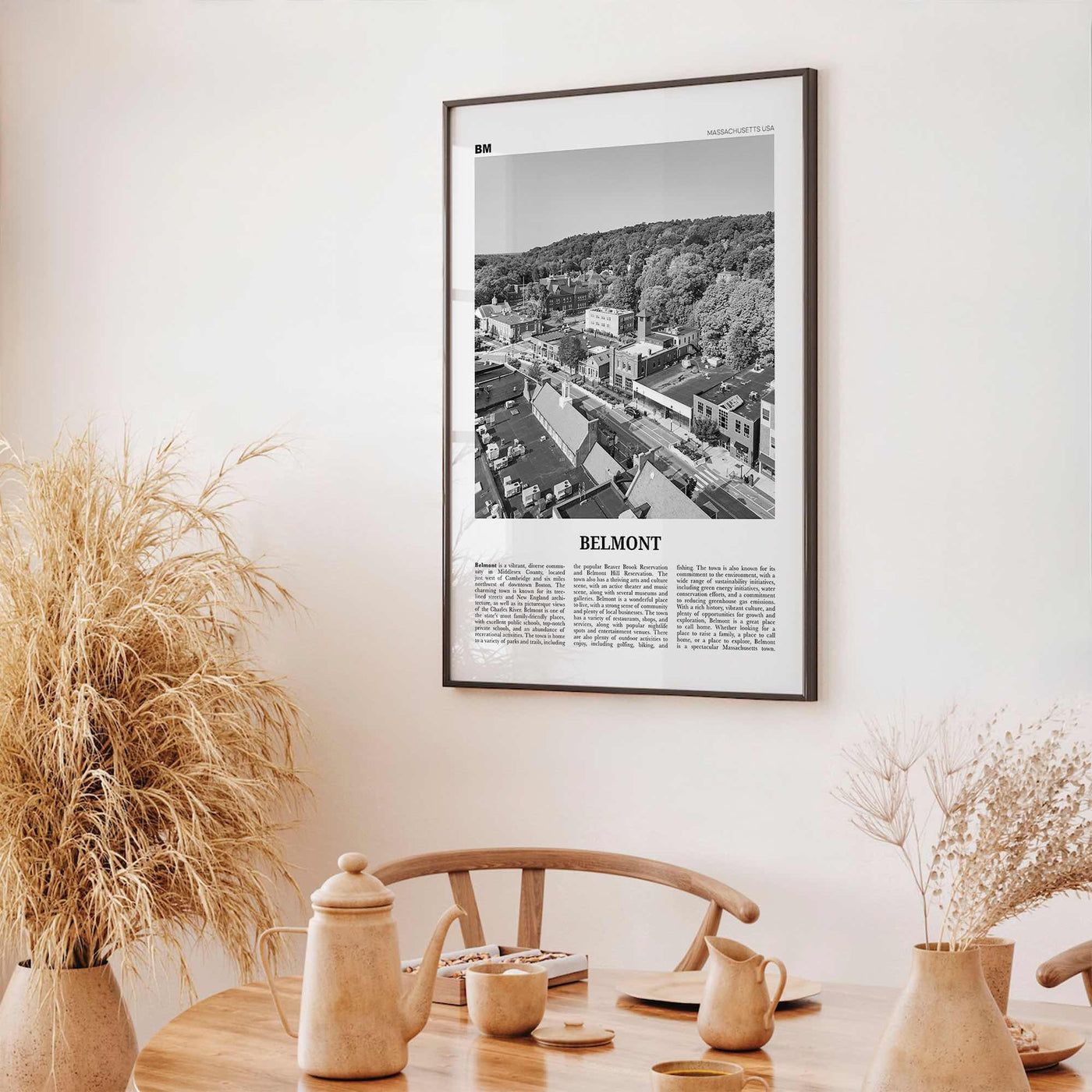 Belmont Print Black and White, Belmont Wall Art, Belmont Poster, Belmont Photo, Belmont Wall Décor, Belmont Map, Massachusetts, USA