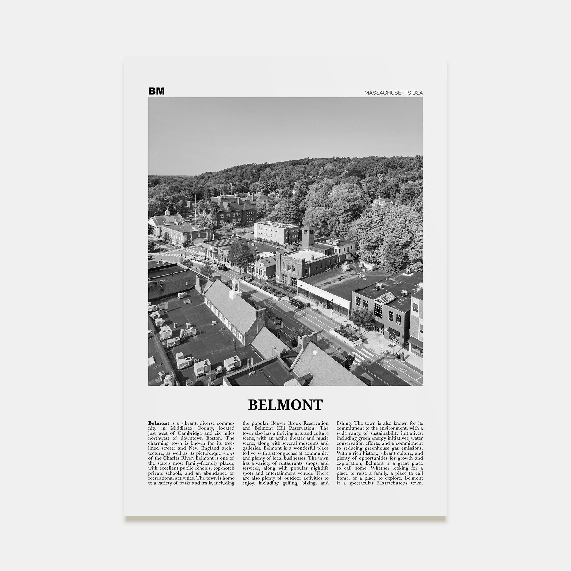 Belmont Travel B&W Poster