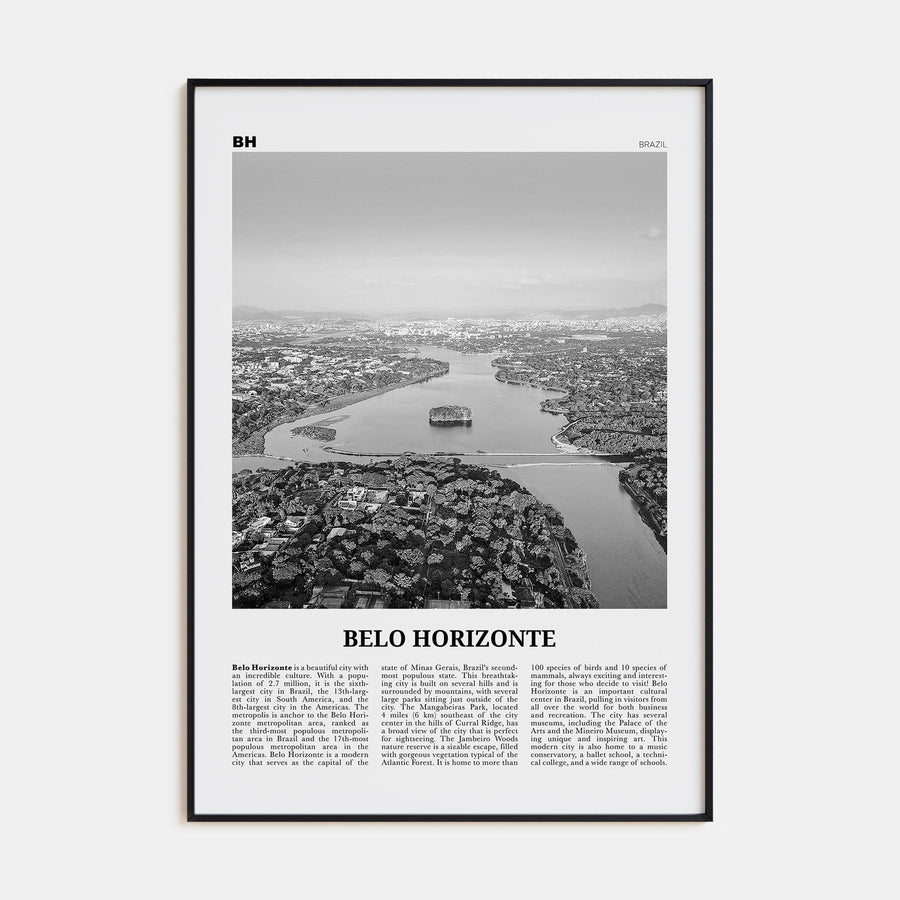 Belo Horizonte Travel B&W Poster