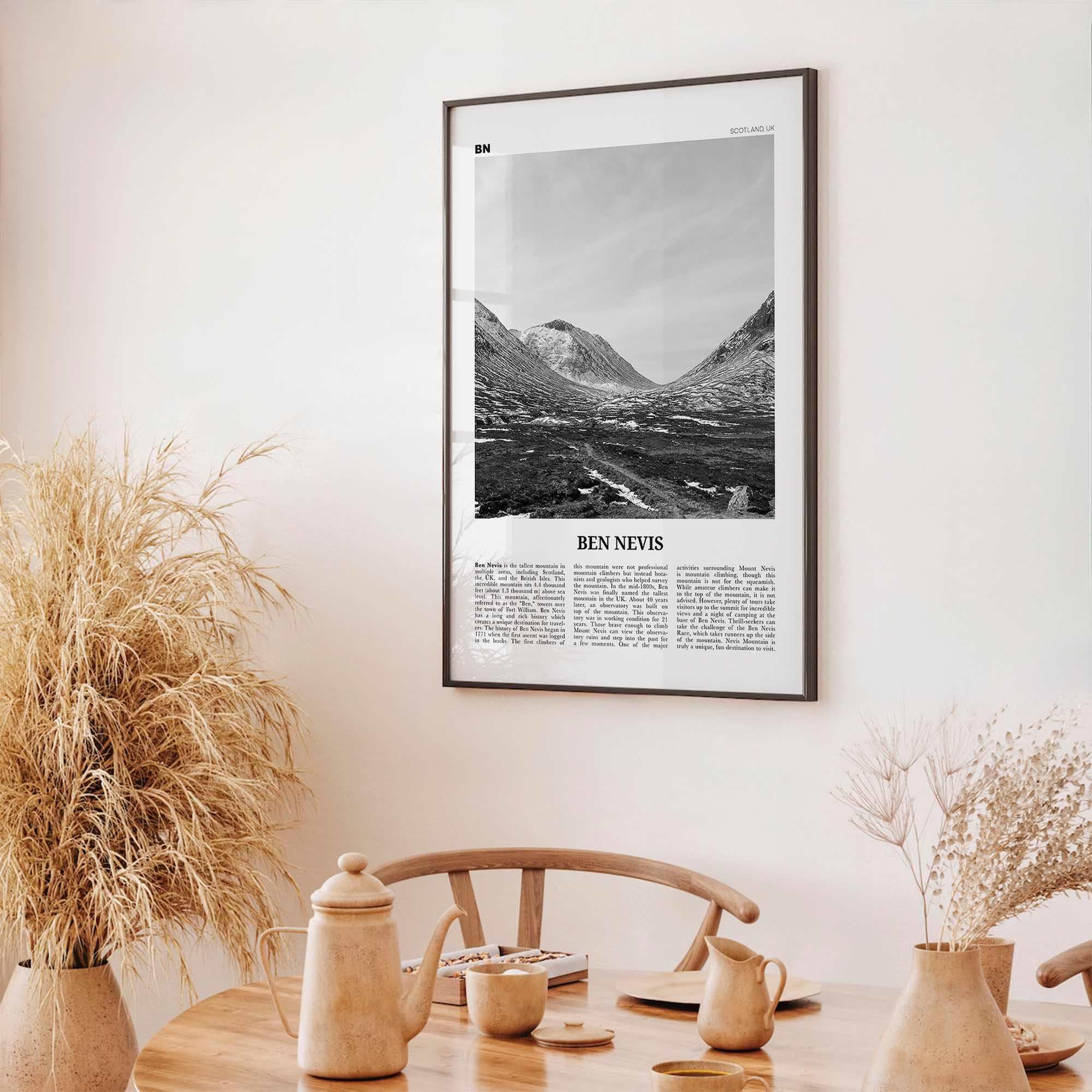 Ben Nevis Print Black and White, Ben Nevis Wall Art, Ben Nevis Poster, Ben Nevis Photo, Ben Nevis Wall Décor, Ben Nevis Map, Scotland, UK