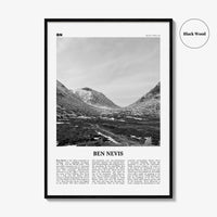 Ben Nevis Print Black and White, Ben Nevis Wall Art, Ben Nevis Poster, Ben Nevis Photo, Ben Nevis Wall Décor, Ben Nevis Map, Scotland, UK