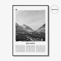 Ben Nevis Print Black and White, Ben Nevis Wall Art, Ben Nevis Poster, Ben Nevis Photo, Ben Nevis Wall Décor, Ben Nevis Map, Scotland, UK