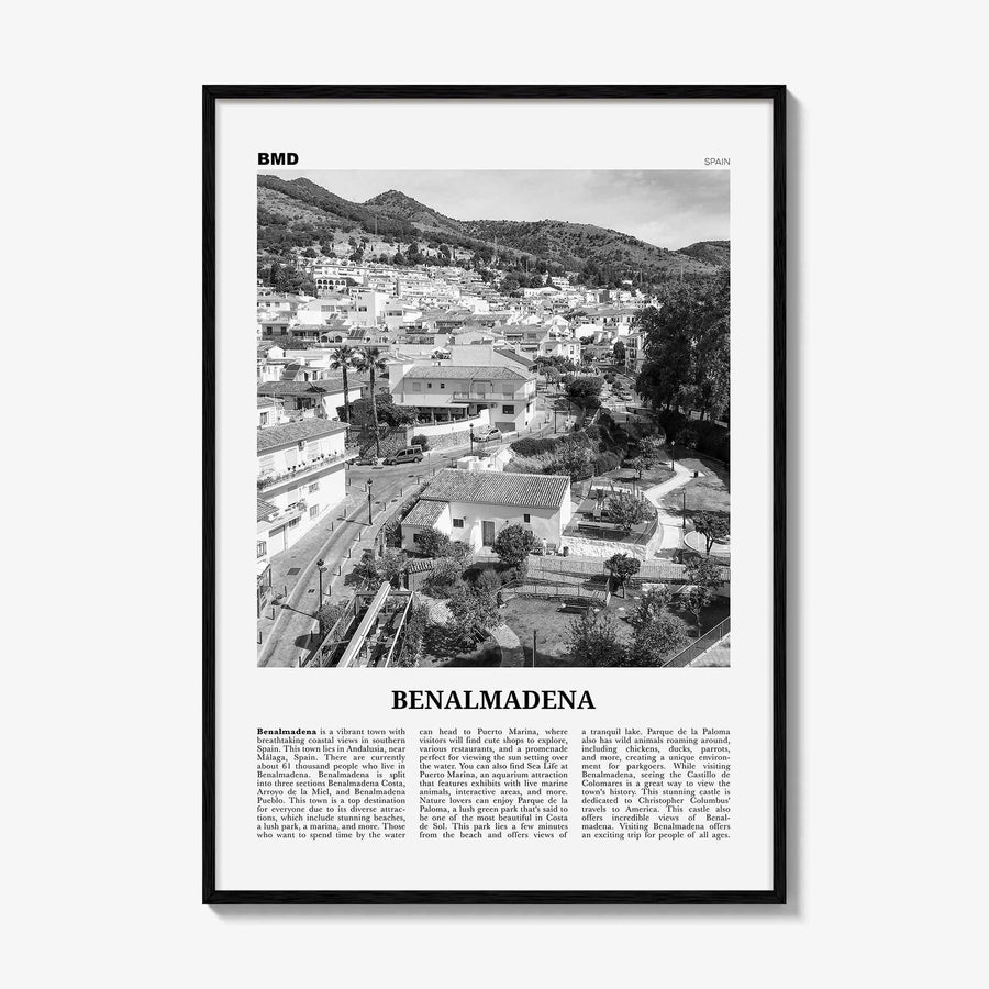 Benalmadena Print Black and White, Benalmadena Wall Art, Benalmadena Poster, Benalmadena Photo, Benalmadena Wall Décor, Benalmadena Map,