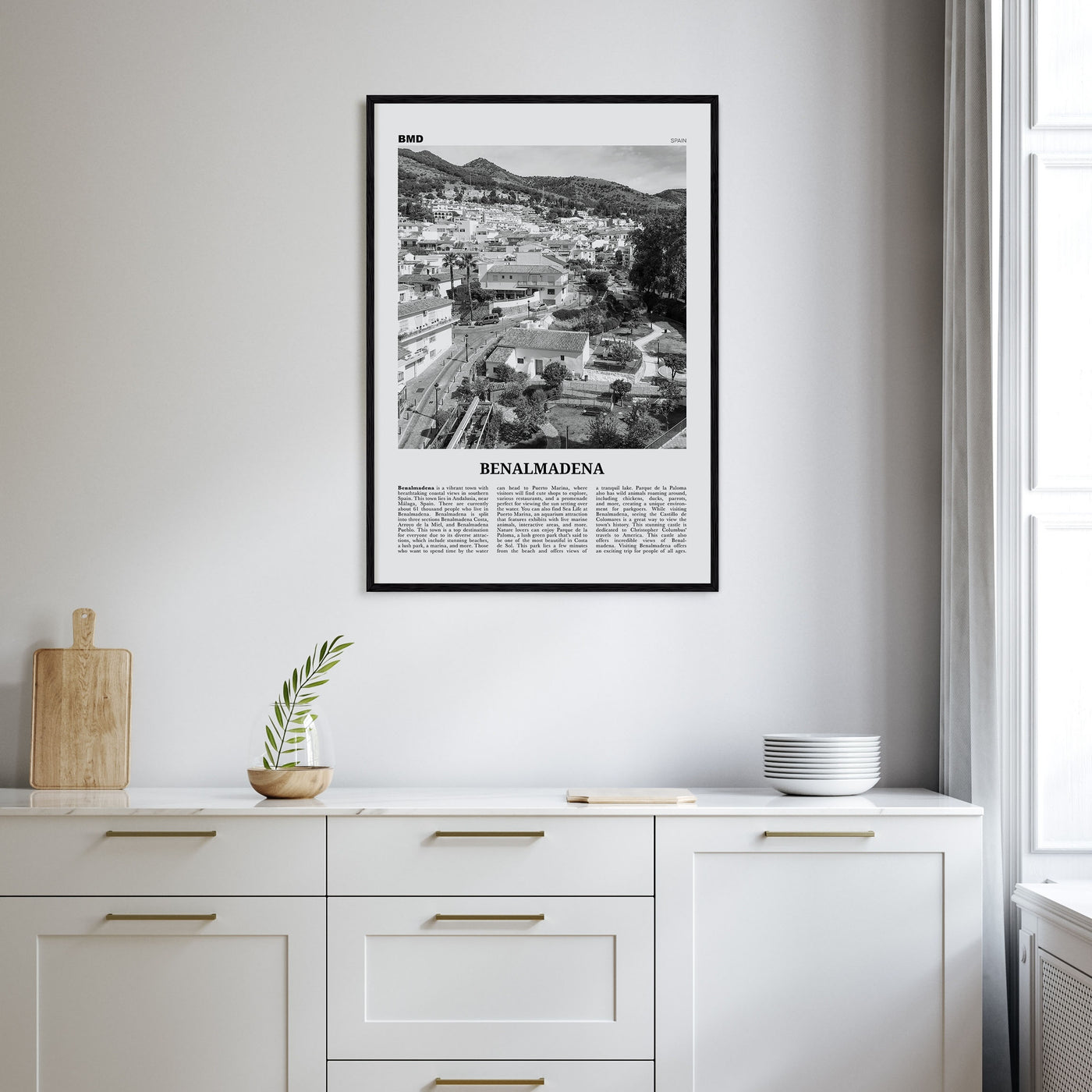 Benalmádena Travel B&W Poster