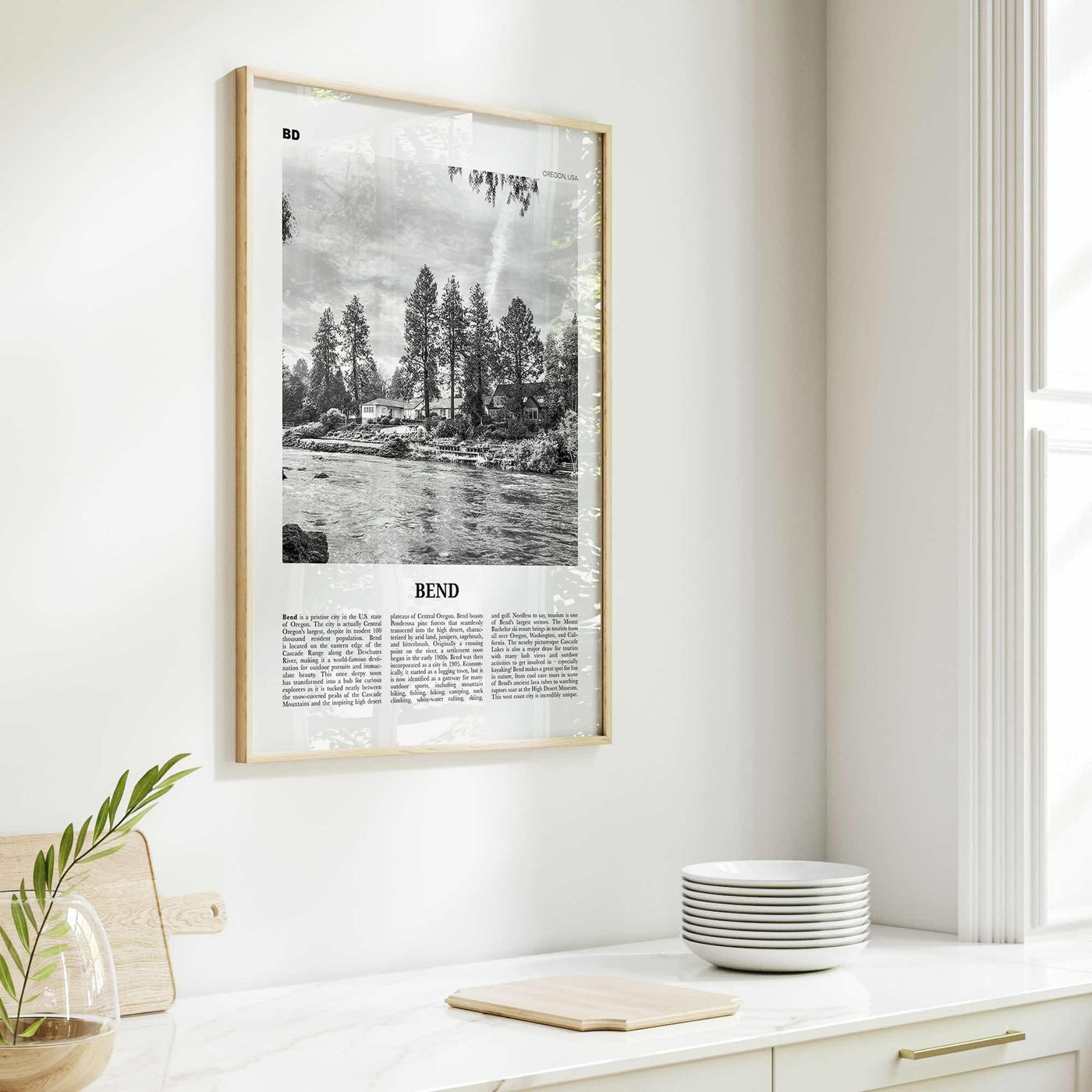 Bend Print Black and White, Bend Wall Art, Bend Poster, Bend Photo, Bend Wall Décor, Oregon, USA, United States, North America