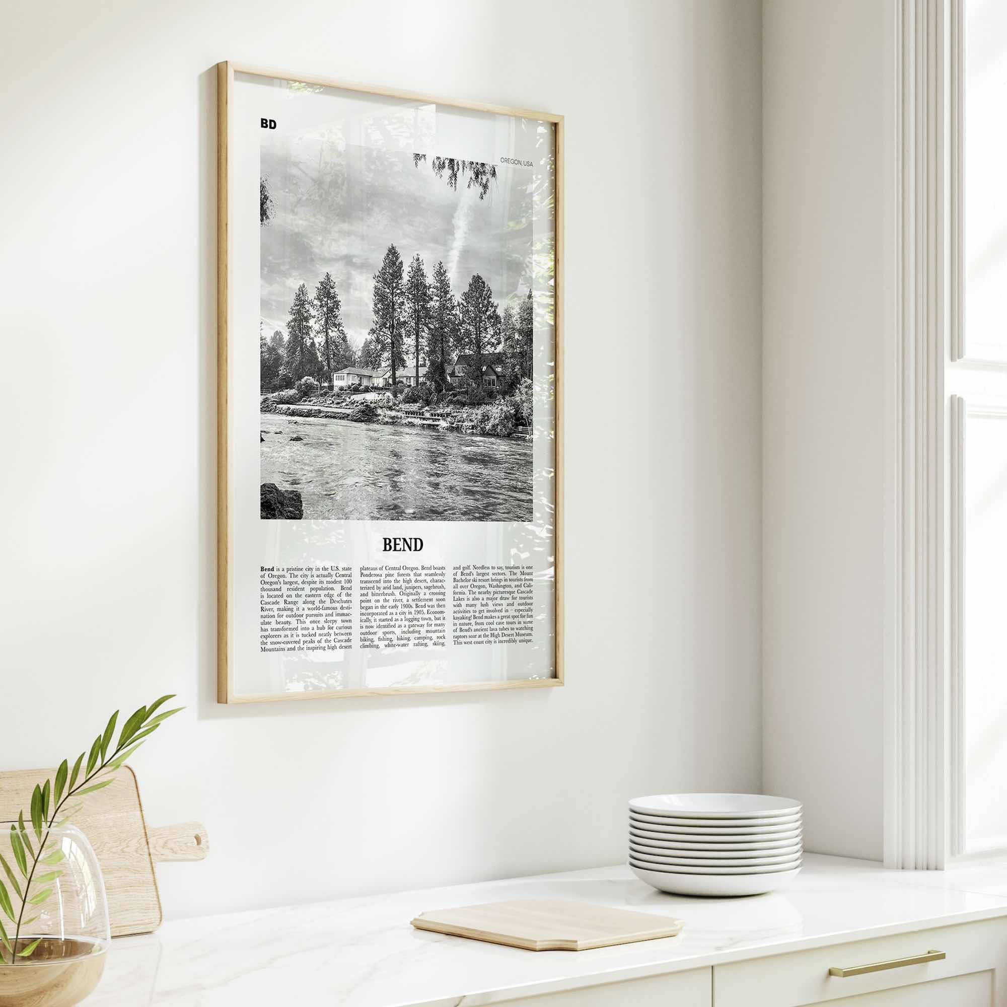 Bend Print Black and White, Bend Wall Art, Bend Poster, Bend Photo, Bend Wall Décor, Oregon, USA, United States, North America