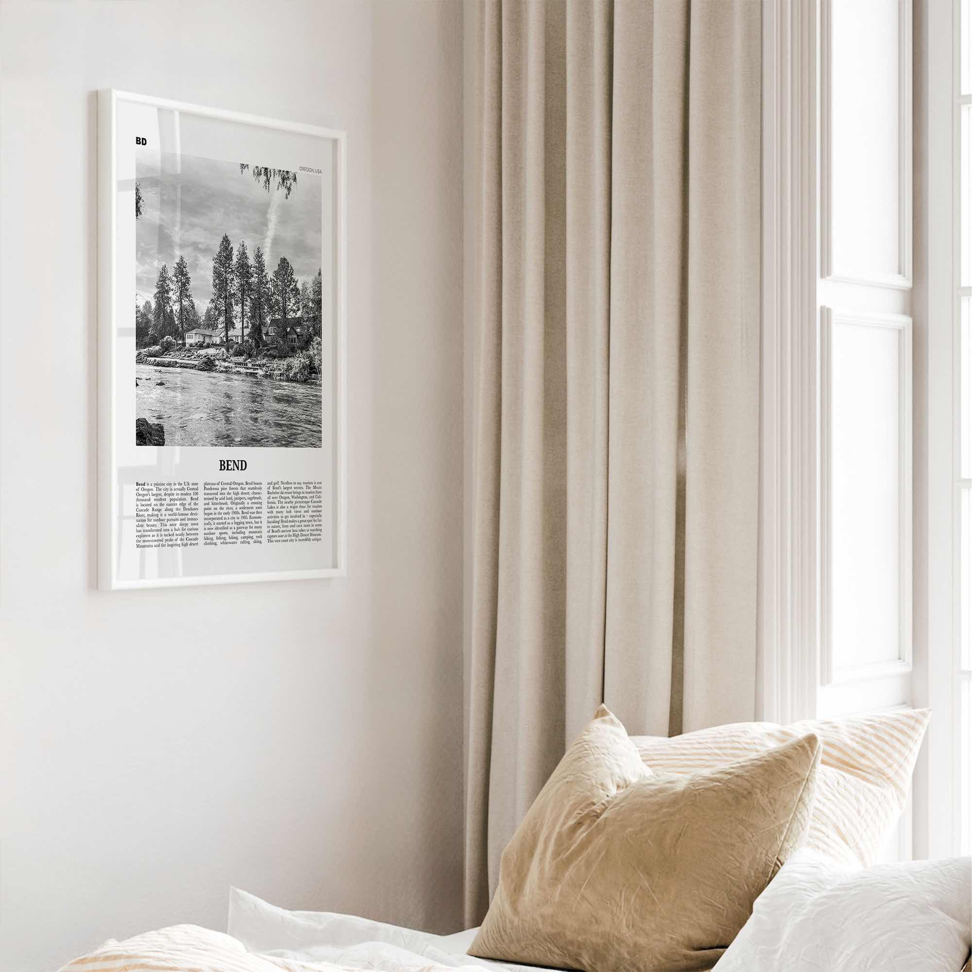 Bend Print Black and White, Bend Wall Art, Bend Poster, Bend Photo, Bend Wall Décor, Oregon, USA, United States, North America
