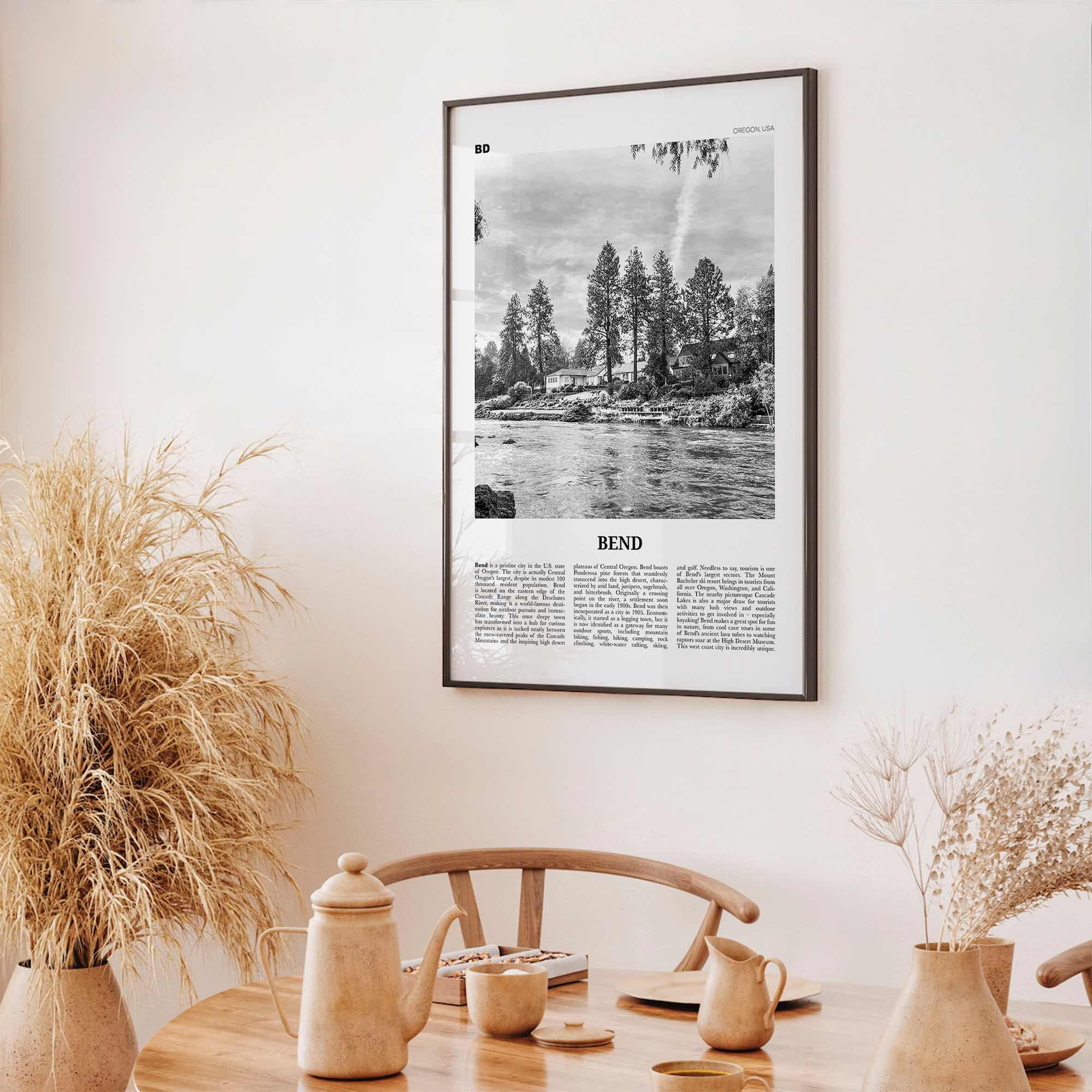 Bend Print Black and White, Bend Wall Art, Bend Poster, Bend Photo, Bend Wall Décor, Oregon, USA, United States, North America