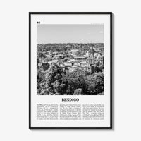 Bendigo Print Black and White, Bendigo Wall Art, Bendigo Poster, Bendigo Photo, Bendigo Wall Décor, Bendigo Map, Australia