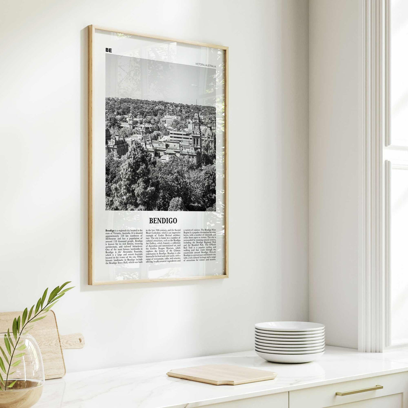 Bendigo Print Black and White, Bendigo Wall Art, Bendigo Poster, Bendigo Photo, Bendigo Wall Décor, Bendigo Map, Australia