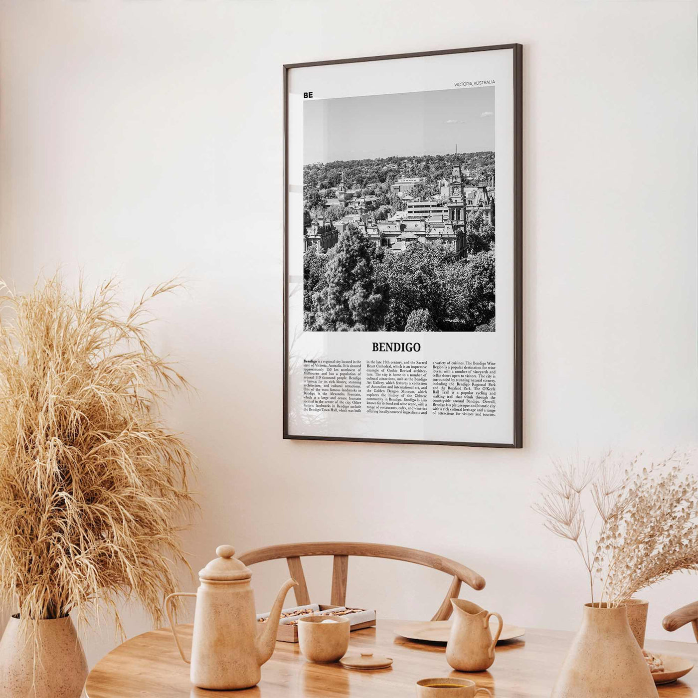 Bendigo Print Black and White, Bendigo Wall Art, Bendigo Poster, Bendigo Photo, Bendigo Wall Décor, Bendigo Map, Australia