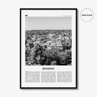 Bendigo Print Black and White, Bendigo Wall Art, Bendigo Poster, Bendigo Photo, Bendigo Wall Décor, Bendigo Map, Australia