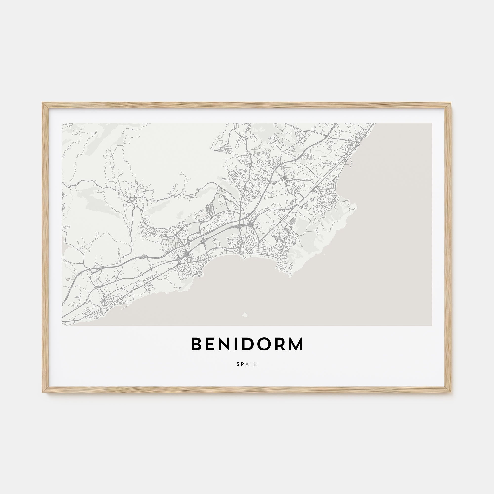 Benidorm Map Landscape Poster