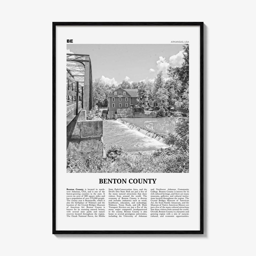 Benton County Print Black and White, Benton County Wall Art, Benton County Poster, Benton County Photo, Benton County Wall Décor, Benton Map