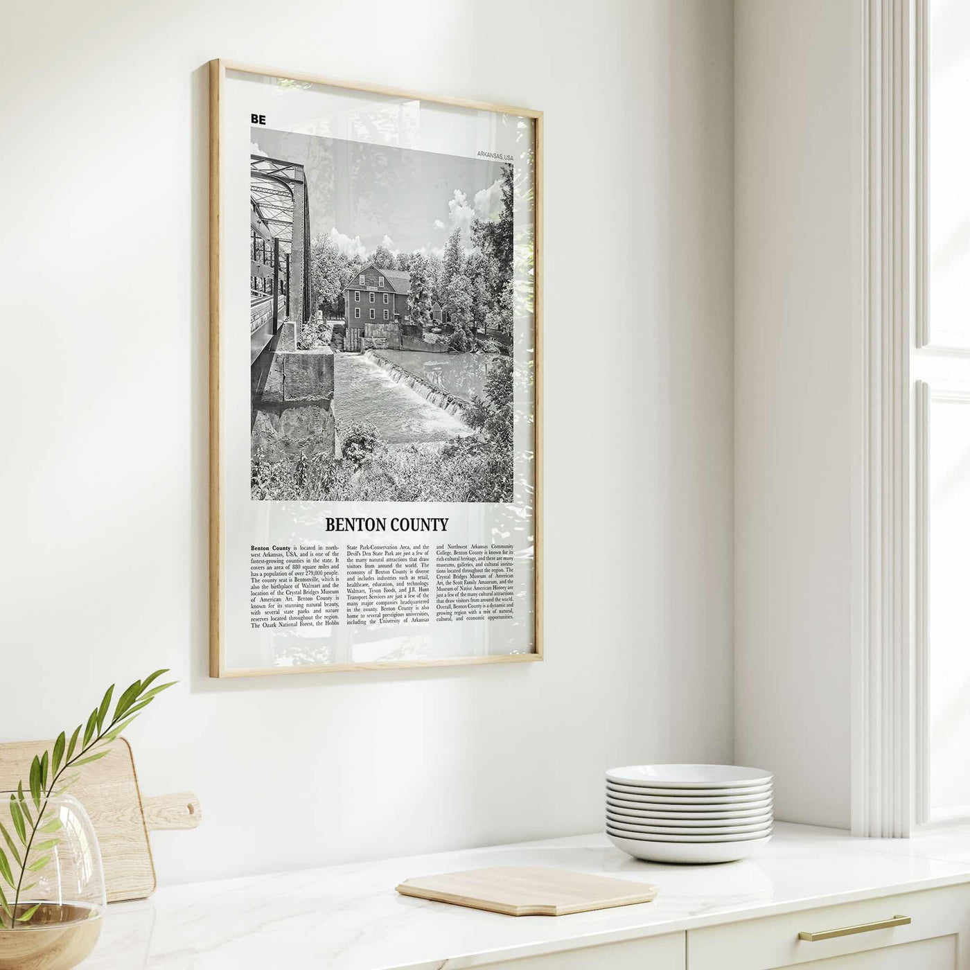 Benton County Print Black and White, Benton County Wall Art, Benton County Poster, Benton County Photo, Benton County Wall Décor, Benton Map