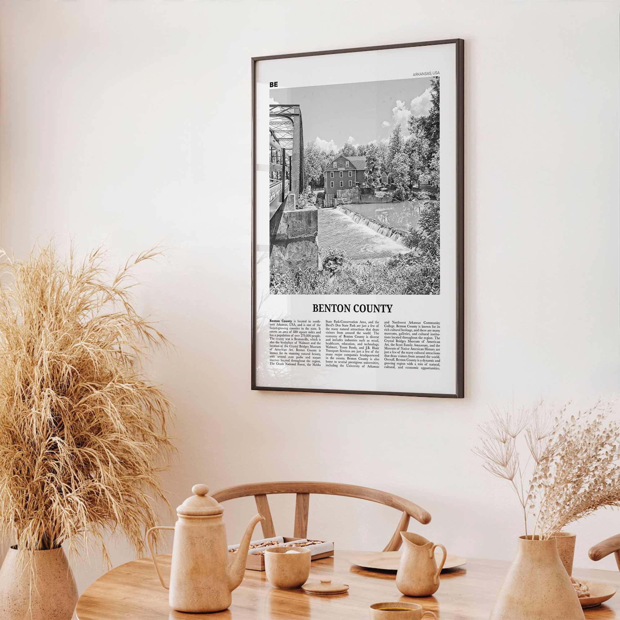 Benton County Print Black and White, Benton County Wall Art, Benton County Poster, Benton County Photo, Benton County Wall Décor, Benton Map