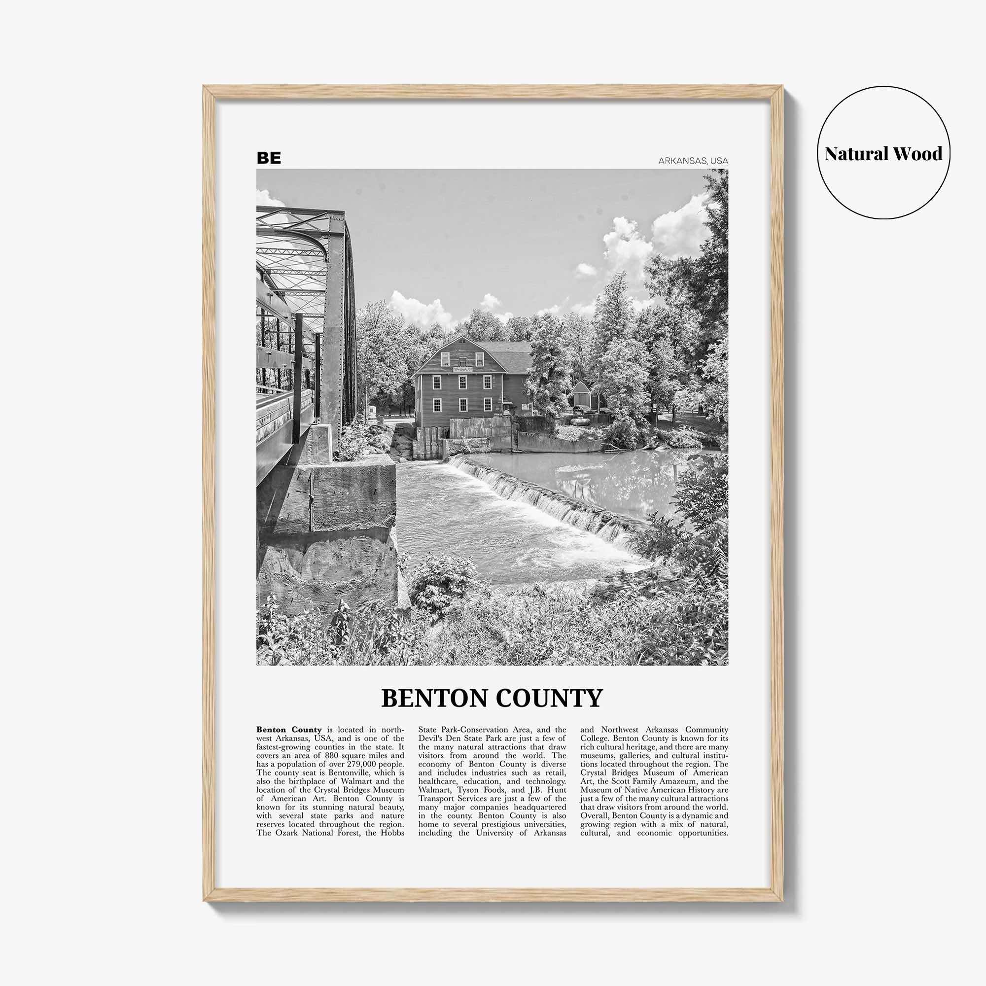 Benton County Print Black and White, Benton County Wall Art, Benton County Poster, Benton County Photo, Benton County Wall Décor, Benton Map