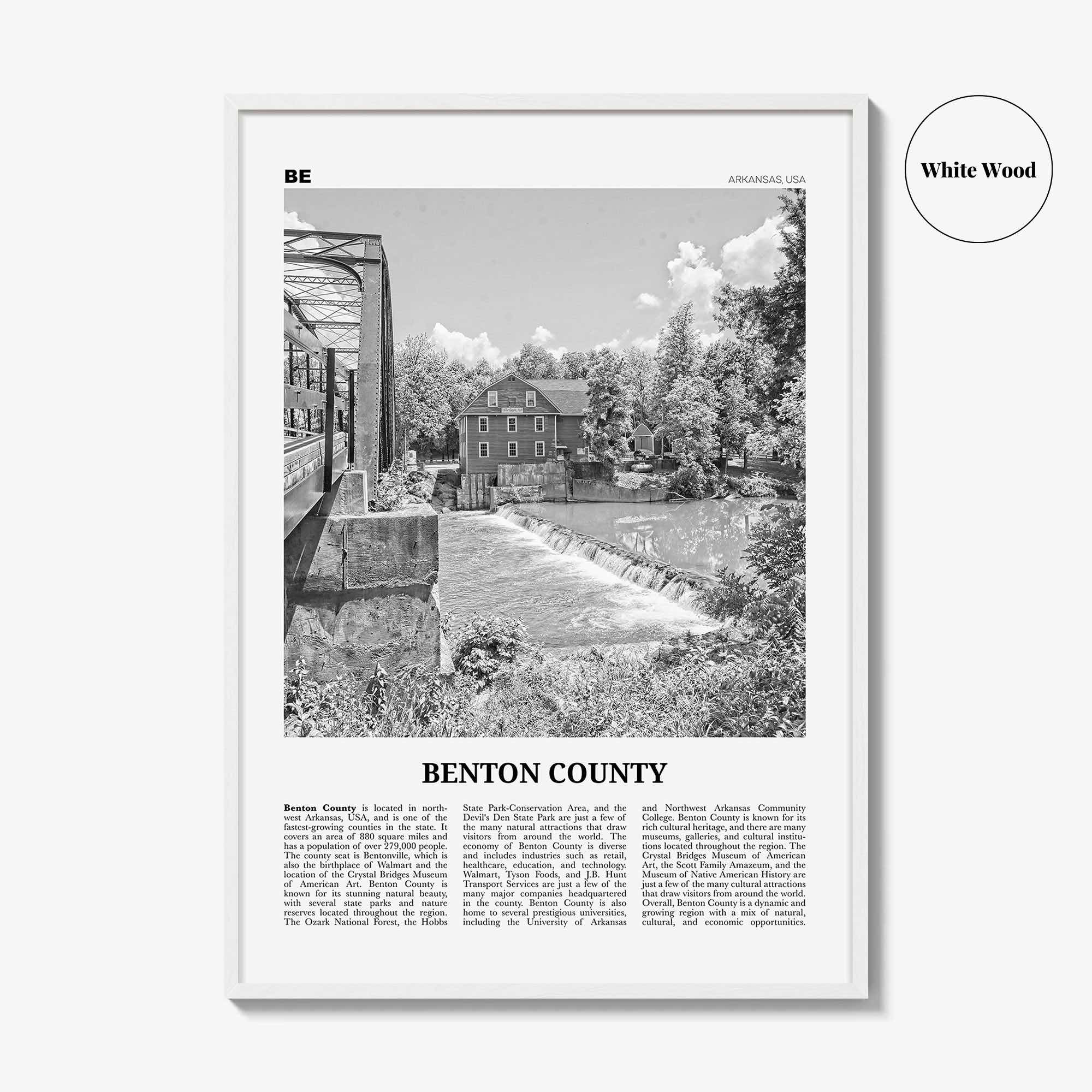 Benton County Print Black and White, Benton County Wall Art, Benton County Poster, Benton County Photo, Benton County Wall Décor, Benton Map