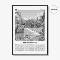 Benton County Print Black and White, Benton County Wall Art, Benton County Poster, Benton County Photo, Benton County Wall Décor, Benton Map