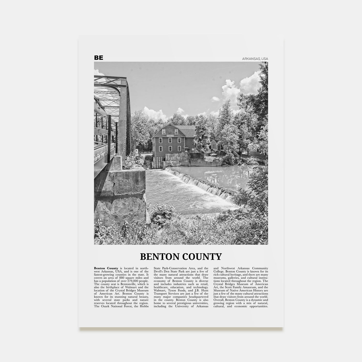 Benton County Travel B&W Poster