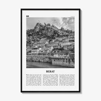 Berat Print Black and White, Berat Wall Art, Berat Poster, Berat Photo, Berat Wall Décor, Berat Map, Albania