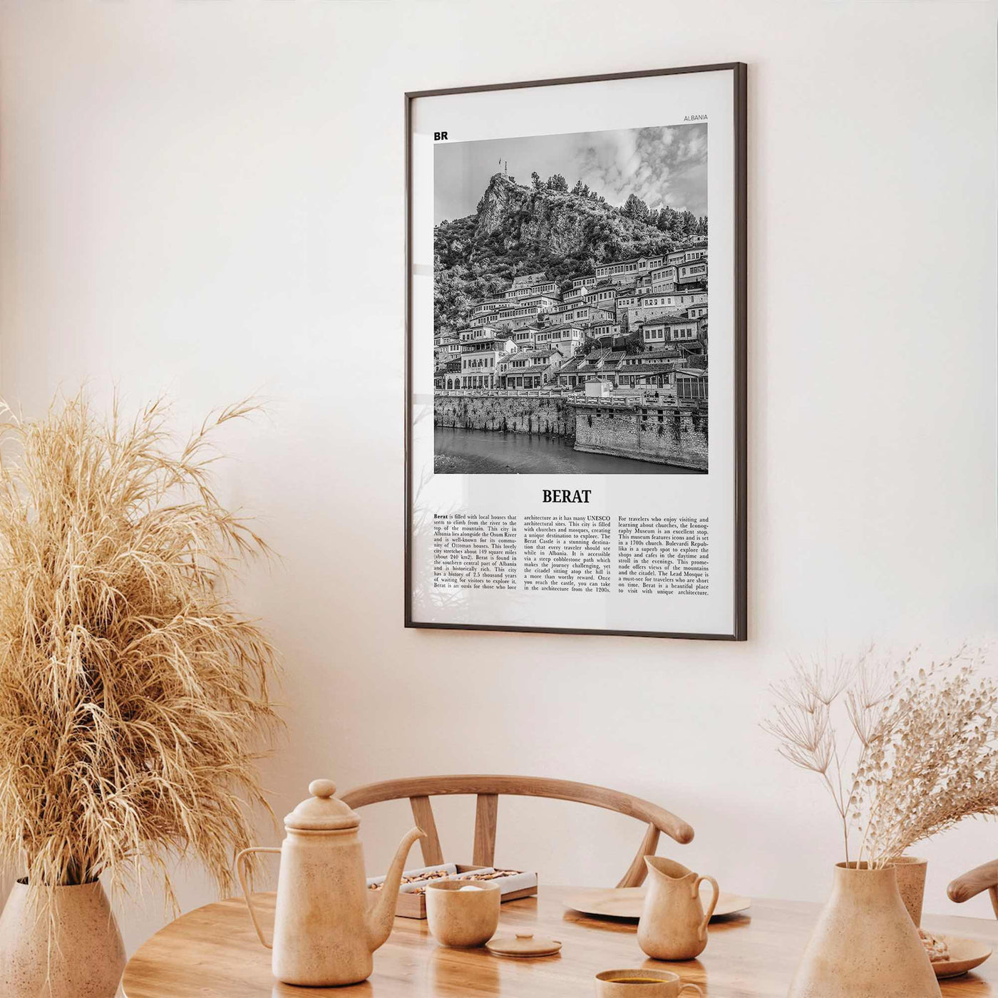 Berat Print Black and White, Berat Wall Art, Berat Poster, Berat Photo, Berat Wall Décor, Berat Map, Albania
