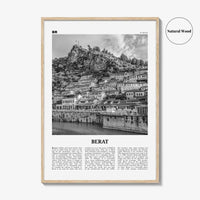Berat Print Black and White, Berat Wall Art, Berat Poster, Berat Photo, Berat Wall Décor, Berat Map, Albania
