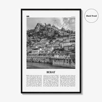 Berat Print Black and White, Berat Wall Art, Berat Poster, Berat Photo, Berat Wall Décor, Berat Map, Albania