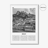 Berat Print Black and White, Berat Wall Art, Berat Poster, Berat Photo, Berat Wall Décor, Berat Map, Albania