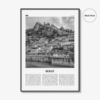Berat Print Black and White, Berat Wall Art, Berat Poster, Berat Photo, Berat Wall Décor, Berat Map, Albania