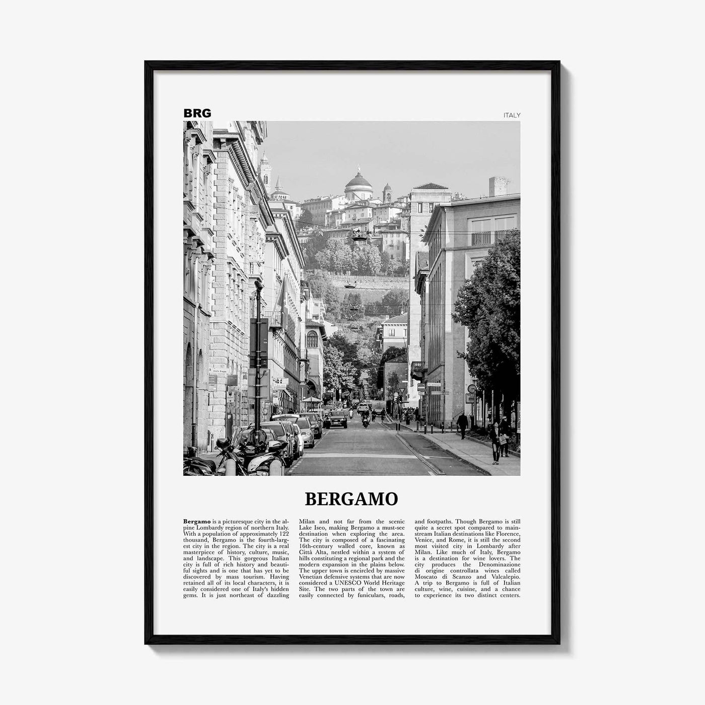 Bergamo Print Black and White, Bergamo Wall Art, Bergamo Poster, Bergamo Photo, Bergamo Wall Décor, Bèrghem, Italy, Italia, Lombardy