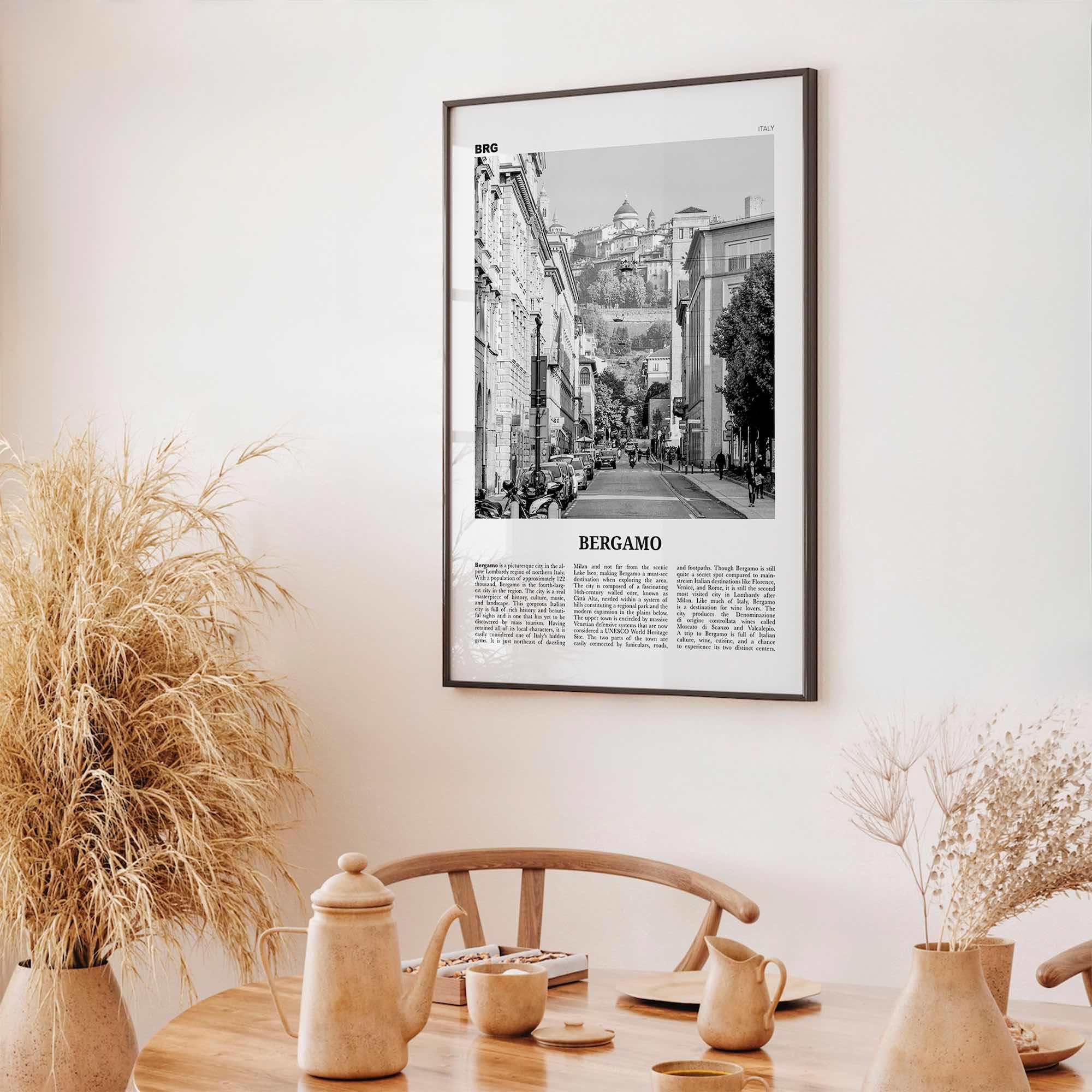 Bergamo Print Black and White, Bergamo Wall Art, Bergamo Poster, Bergamo Photo, Bergamo Wall Décor, Bèrghem, Italy, Italia, Lombardy