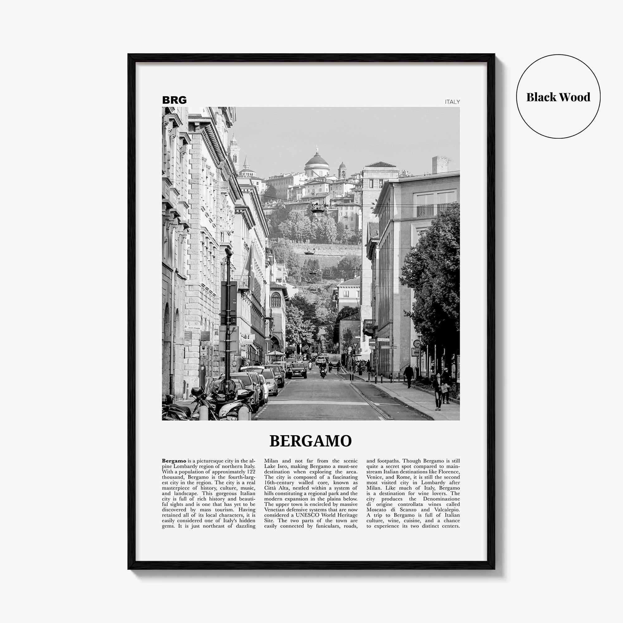 Bergamo Print Black and White, Bergamo Wall Art, Bergamo Poster, Bergamo Photo, Bergamo Wall Décor, Bèrghem, Italy, Italia, Lombardy