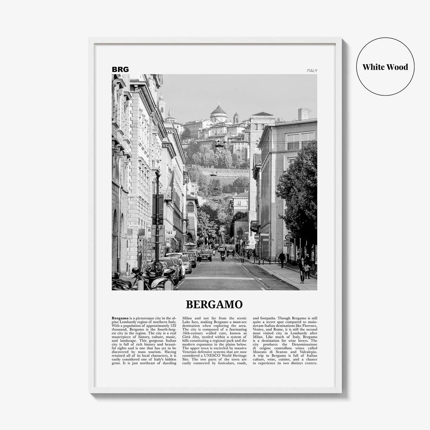 Bergamo Print Black and White, Bergamo Wall Art, Bergamo Poster, Bergamo Photo, Bergamo Wall Décor, Bèrghem, Italy, Italia, Lombardy