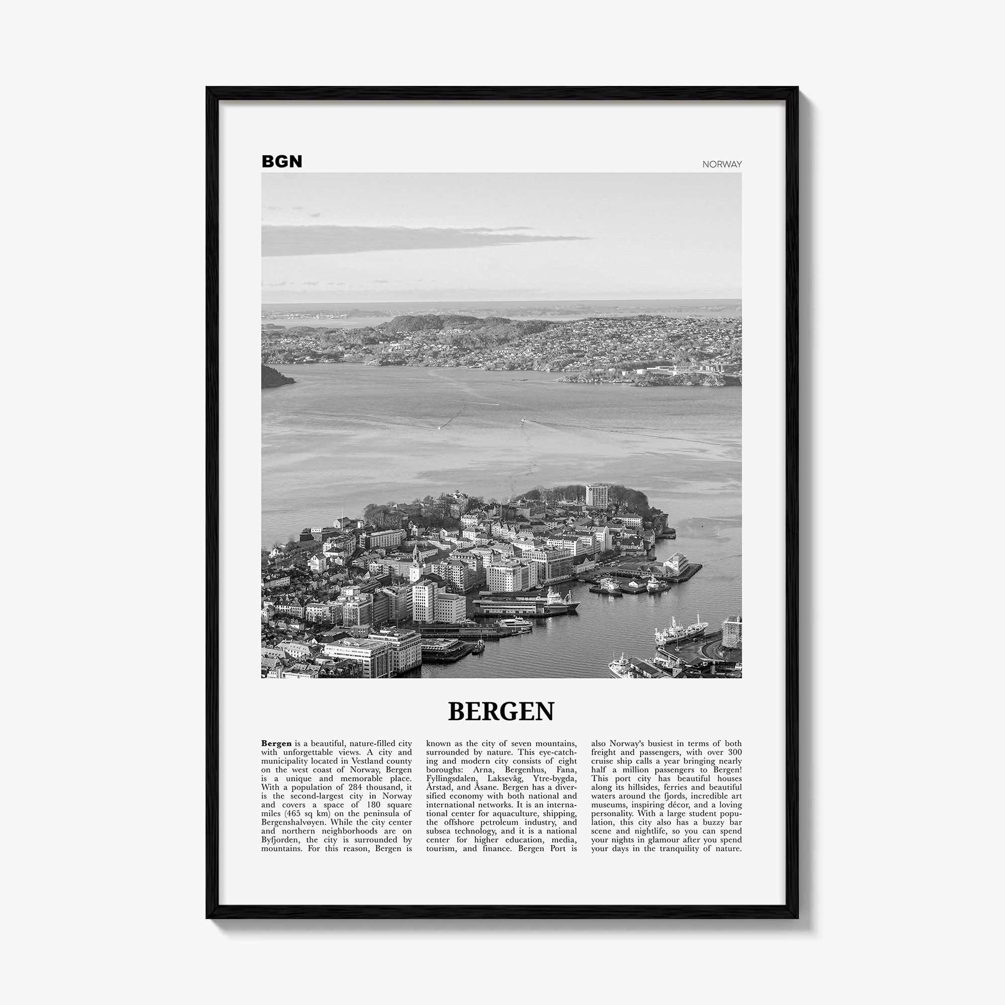 Bergen Print Black and White, Bergen Wall Art, Bergen Poster, Bergen Photo, Bergen Wall Decor, Norway, Bjørgvin, Norge, Europe