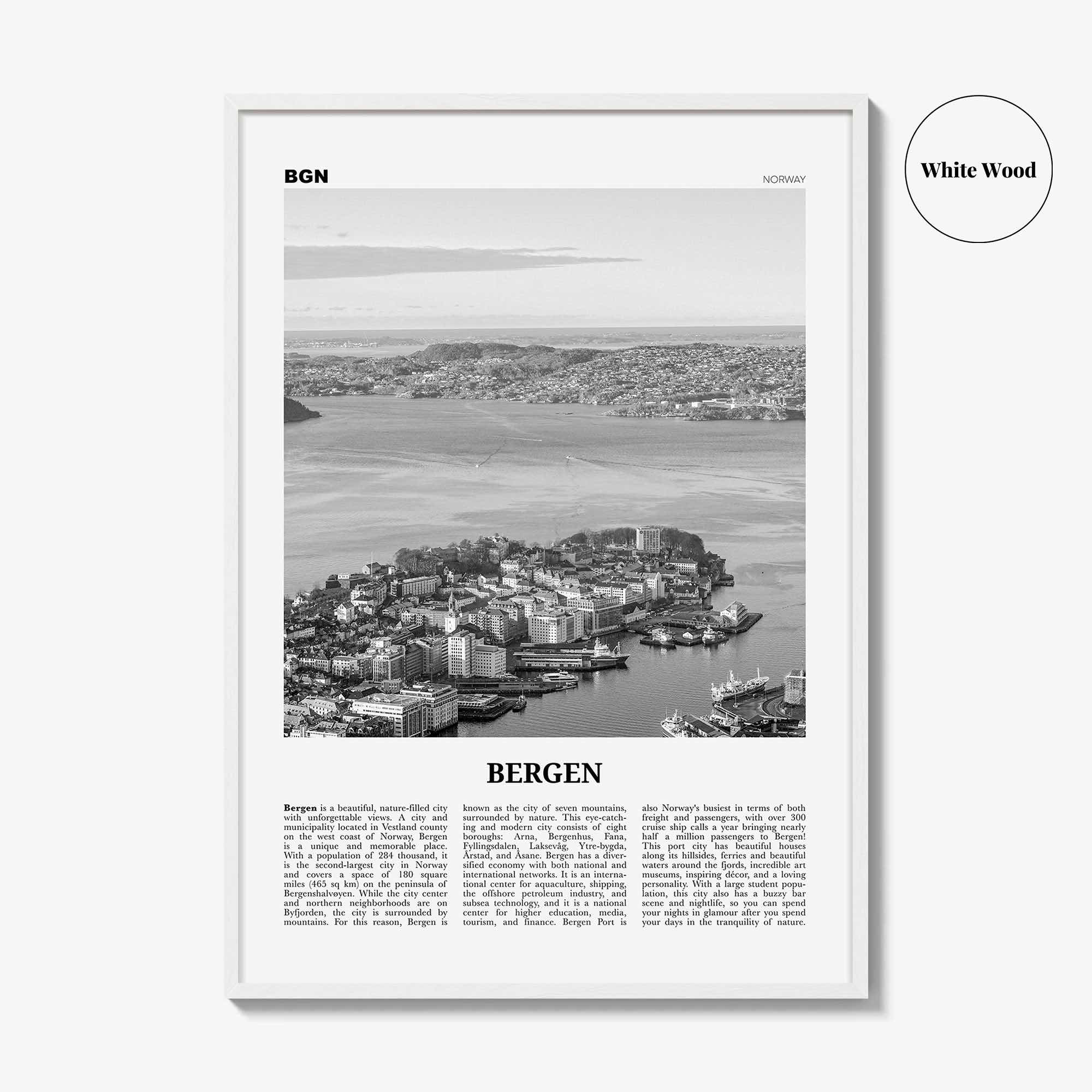 Bergen Print Black and White, Bergen Wall Art, Bergen Poster, Bergen Photo, Bergen Wall Decor, Norway, Bjørgvin, Norge, Europe