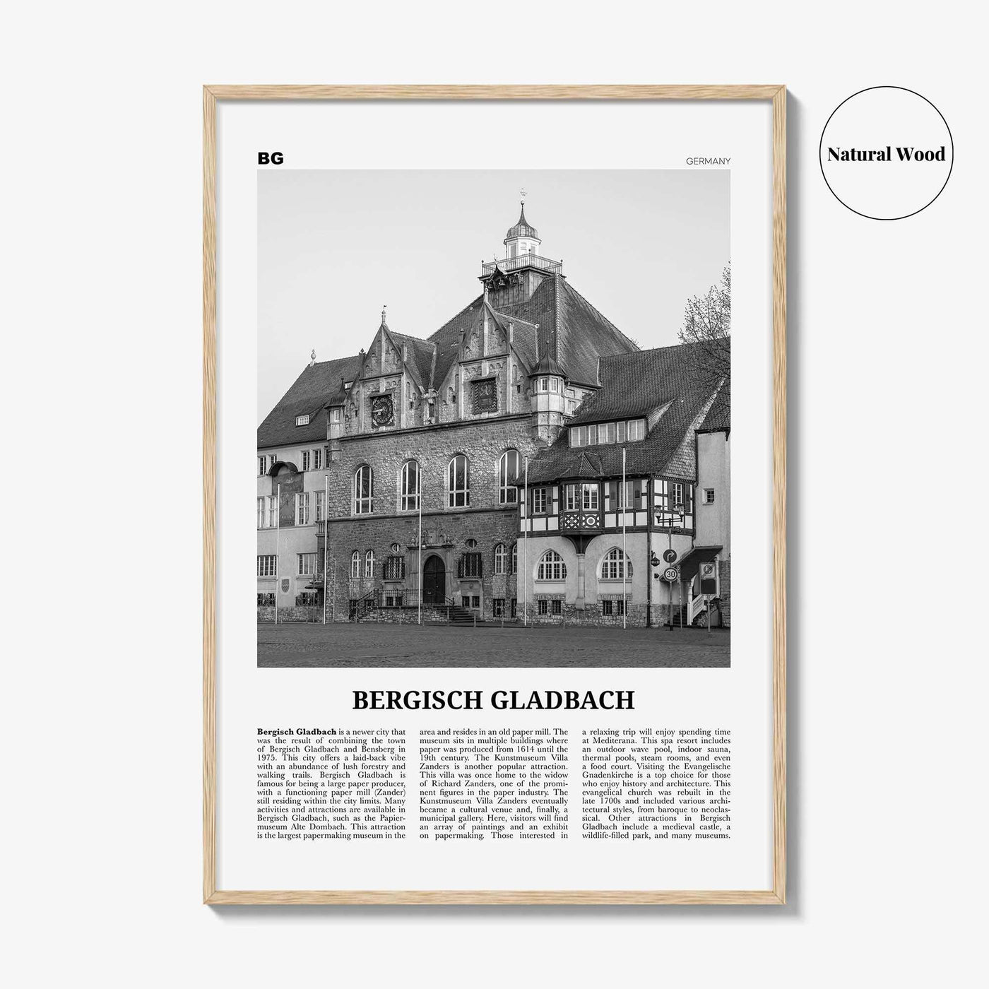 Bergisch Gladbach Print Black and White, Bergisch Gladbach Wall Art, Bergisch Gladbach Poster, Bergisch Gladbach Photo, Wall Décor, Map